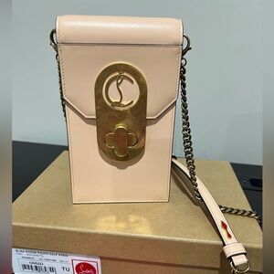 Christian Louboutin Elisa Blush Crossbody phone pouch with Gold Accent